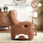 HAOMARKETS Swivel Rocker Recliner Chair Set of 2, Manual Faux Leather Glider Rocking Recliners for Adults, 360° Swivel Nursery Reclining Sofa with Padded Backrest for Living Room, Dark Brown