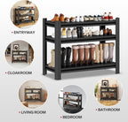 32'' Storage Shelves, 3Tier Garage Metal Shelving Unit, Adjustable, Double-Layer Column with Reinforced Ribs, Heavy-Duty, Capable of Bearing 1800 lbs, Suitable for Garage, Warehouse, Kitchen Storage
