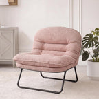DUMOS Comfy Saucer Chair, Small Foldable Floor Chair, Fabric | Adjustable Back Support, Bedroom, Living Room, Dorm Gaming, Small Spaces Apartment, Adults, Dark Pink