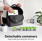 Extra Large Weekly Pill Organizer - XL Vitamin Holder with 7 Detachable AM PM Compartments - Portable Medicine Dispenser for Home and Travel, Big Supplement Container for Weekly or Daily Use, Green