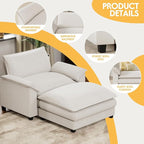 Homall 40" Modular Sectional Sofa, Single Sofa Couch with Reversible Ottoman, DIY Combination Chenille Deep 1-Seat Cloud Couch for Living Room, Apartment (White, Single Sofa Chair)