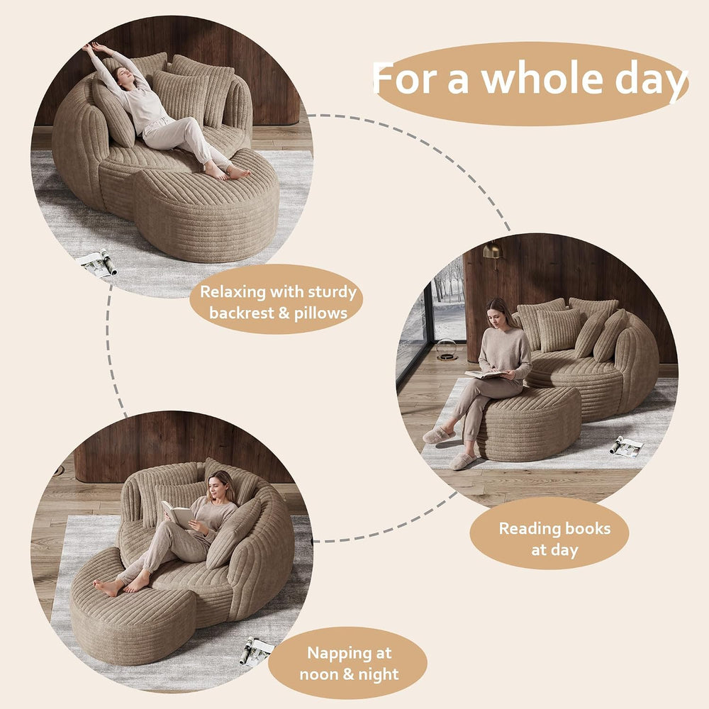 50.5" W x 67" D Oversized Chaise Lounge Chair with Ottoman,Light Ca...