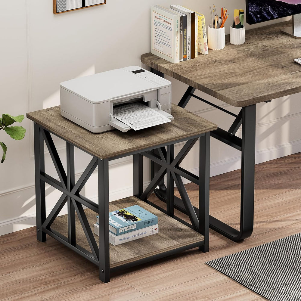 GreenForest Large End Table with X-Shaped Metal Frame for Living Room