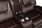 Faux Leather Recliner Sofa Furniture Set for Living Room, Recliner Chair, Manual Loveseat, 3 Seat Recliniing Sofa Couch Set for Meeting Room,Brown