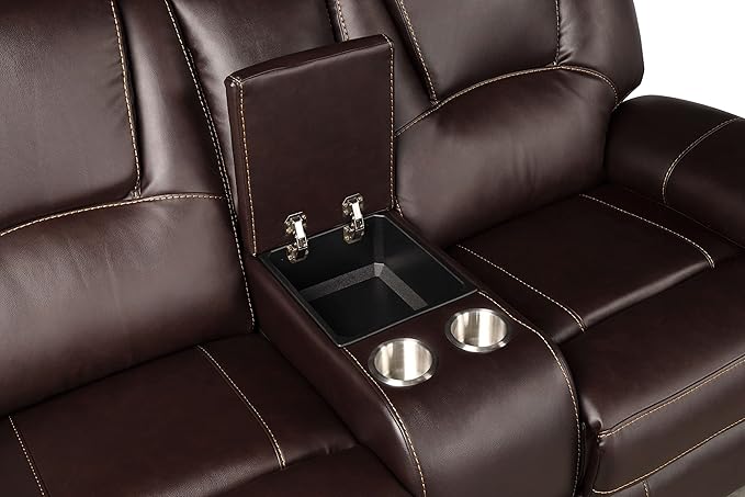 Faux Leather Recliner Sofa Furniture Set for Living Room, Recliner Chair, Manual Loveseat, 3 Seat Recliniing Sofa Couch Set for Meeting Room,Brown