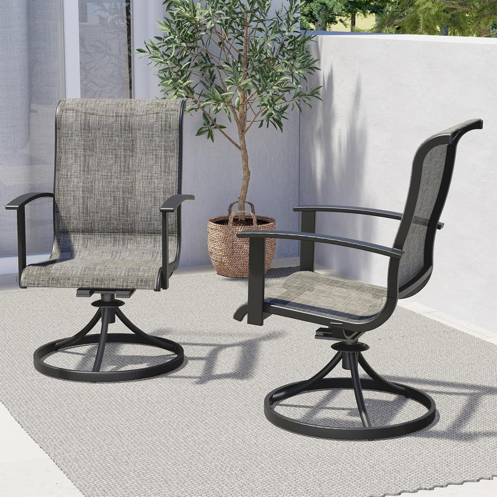 Grand Patio Outdoor Swivel Dining Chairs Set of 2, 360 Degree Mesh Sling Rock...