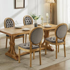 French Country Dining Chairs Set of 2, Gray Kitchen & Dining Room Chairs, Velvet Kitchen Chairs, Tufted Upholstered, Wood Legs, Sillas De Comedor (Velvet, Grey, 2 Pcs)