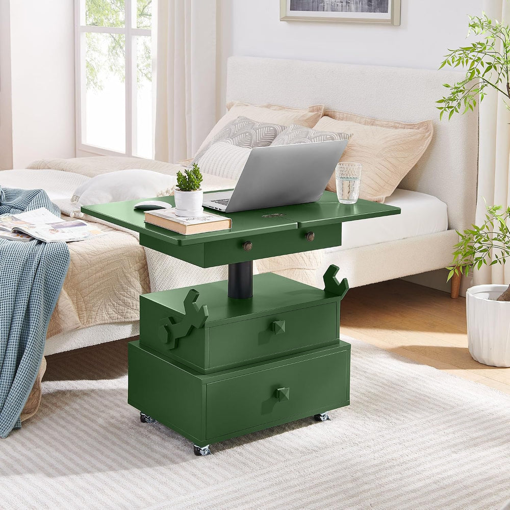 HRVEOCEI Lift Top End Tables with Storage Drawers & Charging Station, Gre...