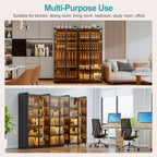 Lvifur 5 Tier Display Cabinet for Living Room, LED Bookcase with Human Body Induction Lights, 65” Tall Curio Cabinets with Adjustable Shelves for Office (Black)