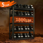 Dyoung 5 Tier Adjustable Garage Shelving Units 63" H Storage Utility Shelves 1800LBS Heavy Duty Shelving Industrial Shelving Rack for Garage Warehouse Basemen, Black (15.7" D*31.5" W*63" H)