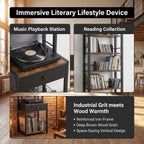 CD Storage Rack, 6-Tier DVD Organizer Shelf with Drawer & Adjustable Book Stoppers, Vinyl Record Holder &Multi-Purpose Media Organizer, Ideal for Living Room/Home Office,15.7x11.8x64.3Inch