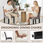 LSSBOUGHT Set of 2 Fabric Upholstered Dining Chair with Nailheads and Sturdy Wooden Legs (Gray, 6PCS)