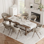 COLAMY Dining Chairs Set of 6, Modern Fabric Upholstered Dining Room Kitchen Side Chairs with Iron Legs, Open Back and Padded Seat, for Living Room/Restaurant/Cafe, Taupe