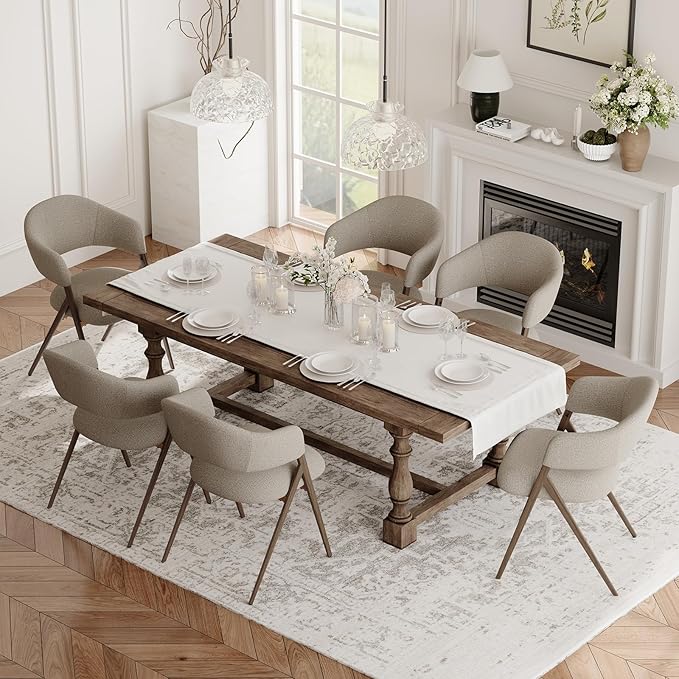 COLAMY Dining Chairs Set of 6, Mid Century Modern Dining Room Kitchen Dinner Chairs with Iron Legs, Open Back and Padded Seat, for Living Room/Bedroom/Restaurant/Cafe, Taupe