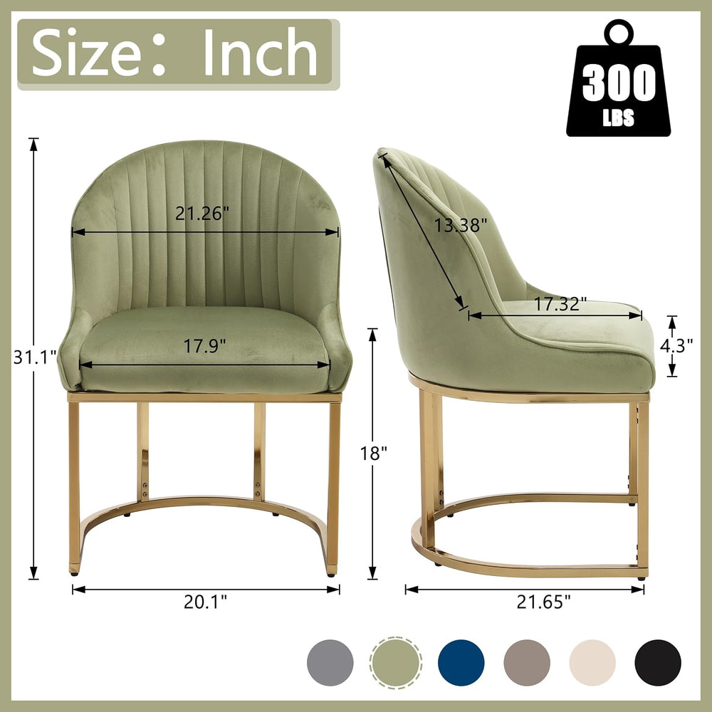 Velvet Dining Chairs Set of 2, Upholstered Dining Room Chairs with Silver Met...