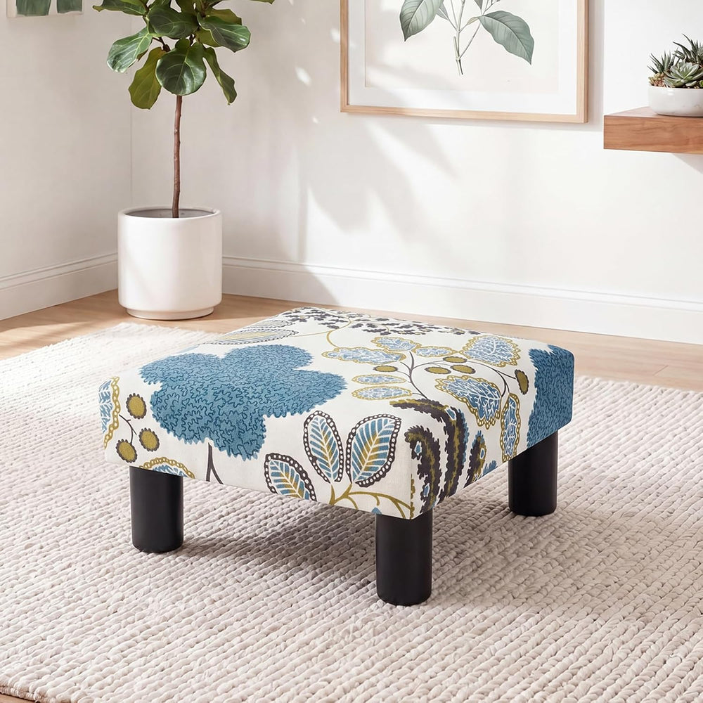 Joveco Small Foot Rest Stool Ottoman, Square Upholstered Fabric Footstool for...