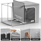 Sorbus Storage Bins with Divided Interior - Large Stackable & Foldable Organizer Containers with Metal Frame, Oxford Fabric, Large Window & Carry Handles - Organization for Bedroom, Linens & Clothes