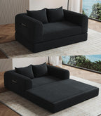 Versatile 2 in 1 Boneless Armchair Chaise Lounge Chair Indoor, Convertible Sleeper Chairs Couch Folding Sofa Bed Oversized Comfy Futon Floor Sofa BeanBag for Reading Nook Living Room Bedroom