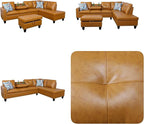 Sectional Couches for Living Room with Movable Chaise & Storage Ottoman - 97.5" Leather L Shaped Couches for Living Room Apartment, Home Modular Sectional Sofas with Cup Holder, Ginger
