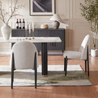 Morden Fort Boucle Dining Chairs Set of 2, Thick Upholstered Chairs with Metal Legs & Curved Backrest, Post Modern Minimalist Chair for Dining Room, Kitchen, Living Room, Bedroom, Apartments, White
