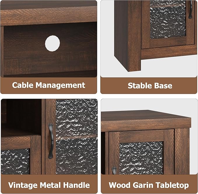 Garvee Farmhouse TV Stand for 55 Inch TV, Entertainment Center with Acrylic Door & Adjustable Shelves, Sideboard Buffet Storage Cabinet for Living Room Bedroom, Rustic Brown