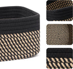 Small Storage Baskets for Organizing | Closet Organizer Bins | Shelf Toy Basket | Woven Rope Baskets | Cube Decorative Box | Shallow Basket | 11.5x7.5x4.7” | 4 Packs Black Brown