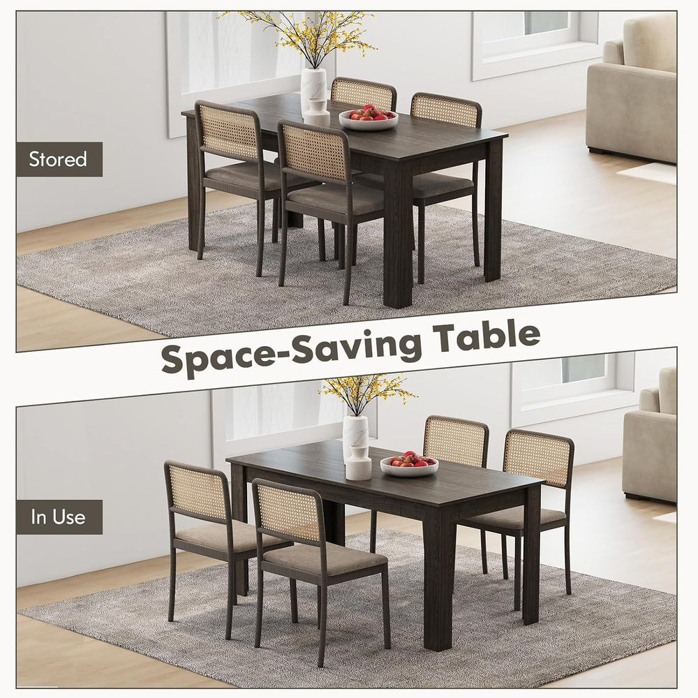 63“ Large Dining Table for 4-6 People, Rectangular Dining Room Table, Wooden ...