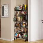 Slim Rolling Storage Cart with Wheels, Metal 6 Tier Spice Rack Mobile Shelving Unit Organizer Kitchen Utility Cart for Office Bathroom Kitchen Laundry Room Narrow Places (6inches)