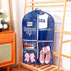 Cheer Garment Bags for Cheerleading Uniform For Cheer Mom Waterproof Hanging Garment Bag for Dance Costumes 40 Inch Clothes Bag with 5 Pocket Travel Side Zip Storage Uniform(Nave Blue,White)