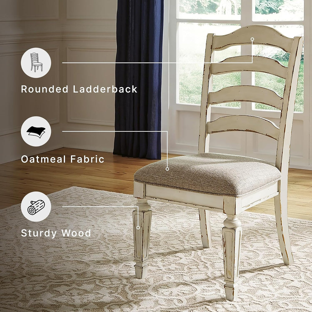 Signature Design by Ashley Realyn Wood Dining Chairs Set of 2, White