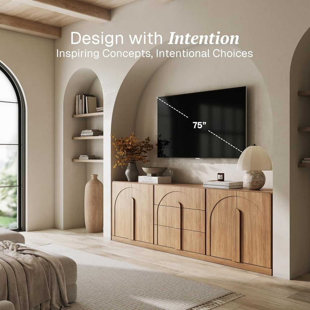 BELLEZE 3-Piece Modular Sideboard Cabinet Set Freely Configurable, Modern Woo...