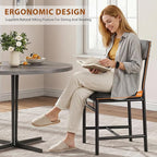 Industrial Dining Chairs Set of 6 - Upholstered Dining Room Chairs with PU Leather, Kitchen Chairs with Wooden Backrest and Thickened Metal Legs, for Dining Room, Living Room（Gray）