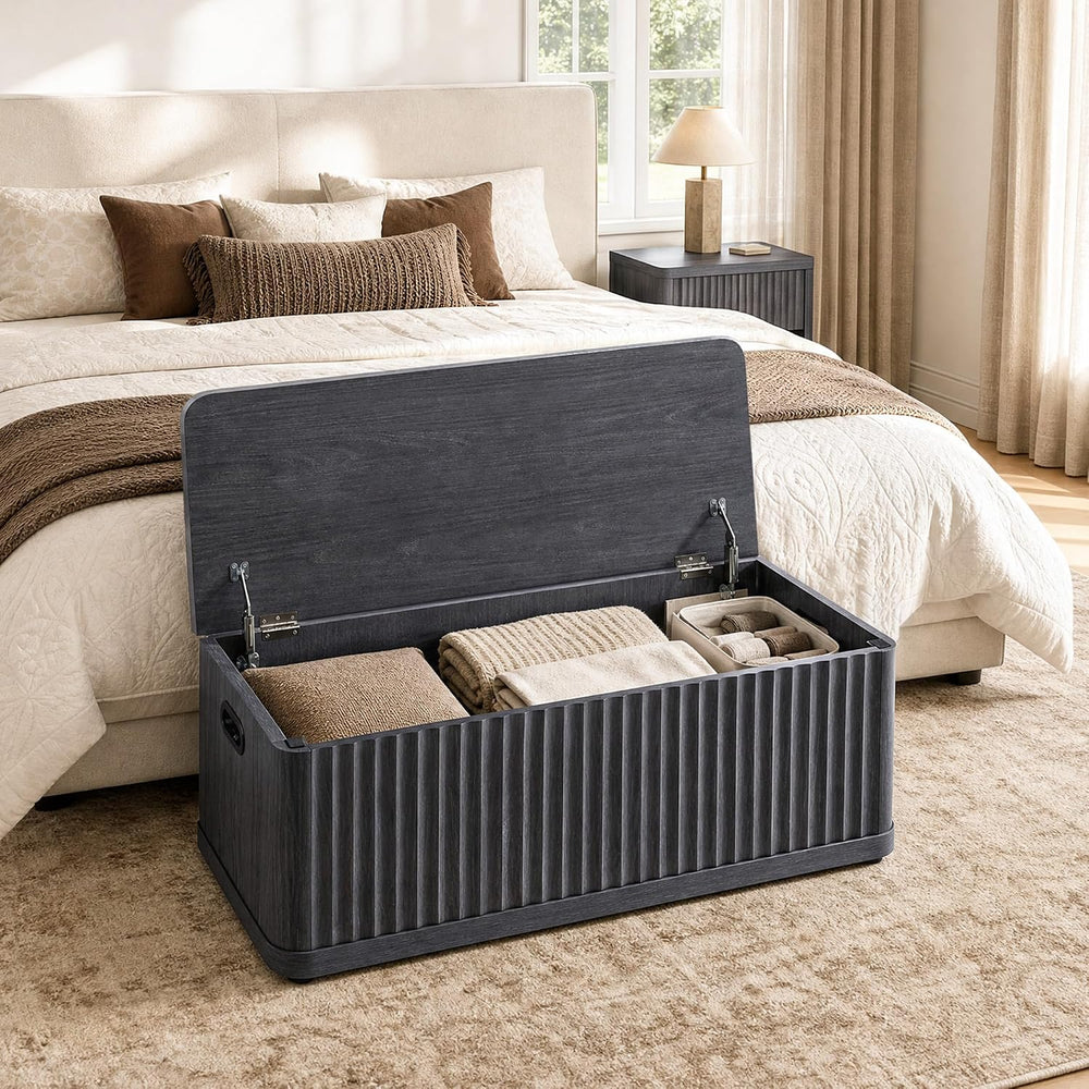 SICOTAS Storage Bench 40.2" Wide Shoe Bench with Lift Top Large Wooden S...