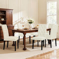 CHUN YI Dining Chairs Set of 6, Button Tufted Upholstered Fabric Dining Room Chairs with Solid Wood Legs, Modern Parsons Chair Side Chair for Kitchen/Restaurant/Hotel, Ivory White
