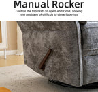 Oversized Glider Rocker Recliner, 24" Extra Wide 360° Swivel Nursery Recliner with Adjustable Headrest, Chenille Rocking Nursery Chair with Overstuffed Armrest, Lumbar Support, Dark Grey