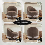 COLAMY Swivel Accent Chair Set of 2, 360° Swivel Round Chair with Hidden Storage, Modern Small Barrel Armchair for Living Room/Bedroom, Brown
