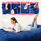 Hobestluk 4FT Bean Bag Chair Large Beanbag with Removable Cover Adult Bean Bag Chair with Portable Handle Desgin for Living Room Bedroom (Blue, 4FT)
