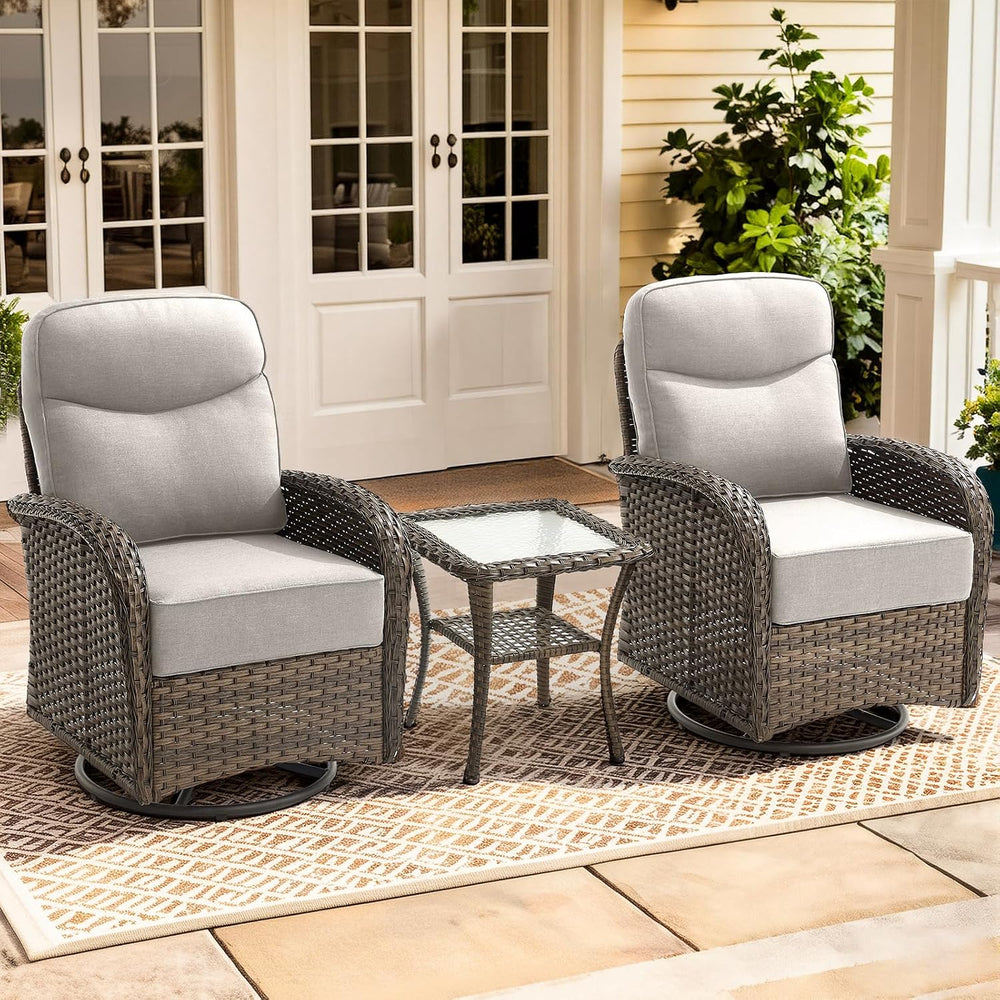 Luxury Outdoor Swivel Rocker Patio Chairs with 6-Inch Smile Cushions - Set of...