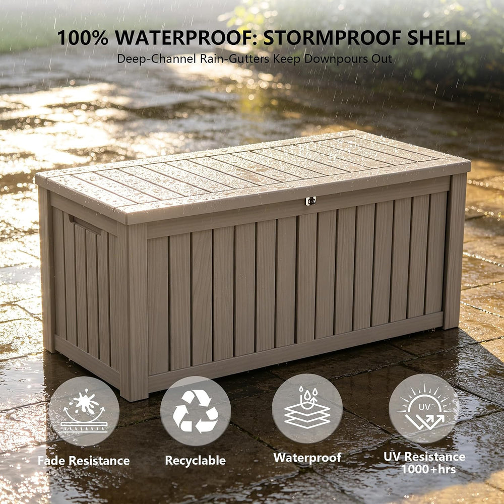Outdoor Storage Box, 150 Gallon Waterproof Deck Box [Upgraded 3.1], Large Res...