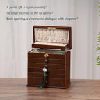 Jewelry Boxes and Organizers - Large Wooden Lockable Cabinet with Key, 8-Layer dresser top jewelry organizer, Vintage Jewelry box for Women and Men GiftIdea