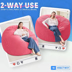 HABUTWAY 5FT Bean Bag Chair,Giant Bean Bag Chairs for Adults,Big Bean Bags with Memory Foam Filled, Large Beanbag Chairs with Soft Corduroy Cover-Pink