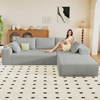 96" Modular Sectional Couch, Boneless L Shaped Cloud Sofa with Chaise Lounge, Corduroy Upholstered Couches Memory Foam Deep Seat, No Assembly Required, Ideal for Living Room(Light Gray, Right Facing)