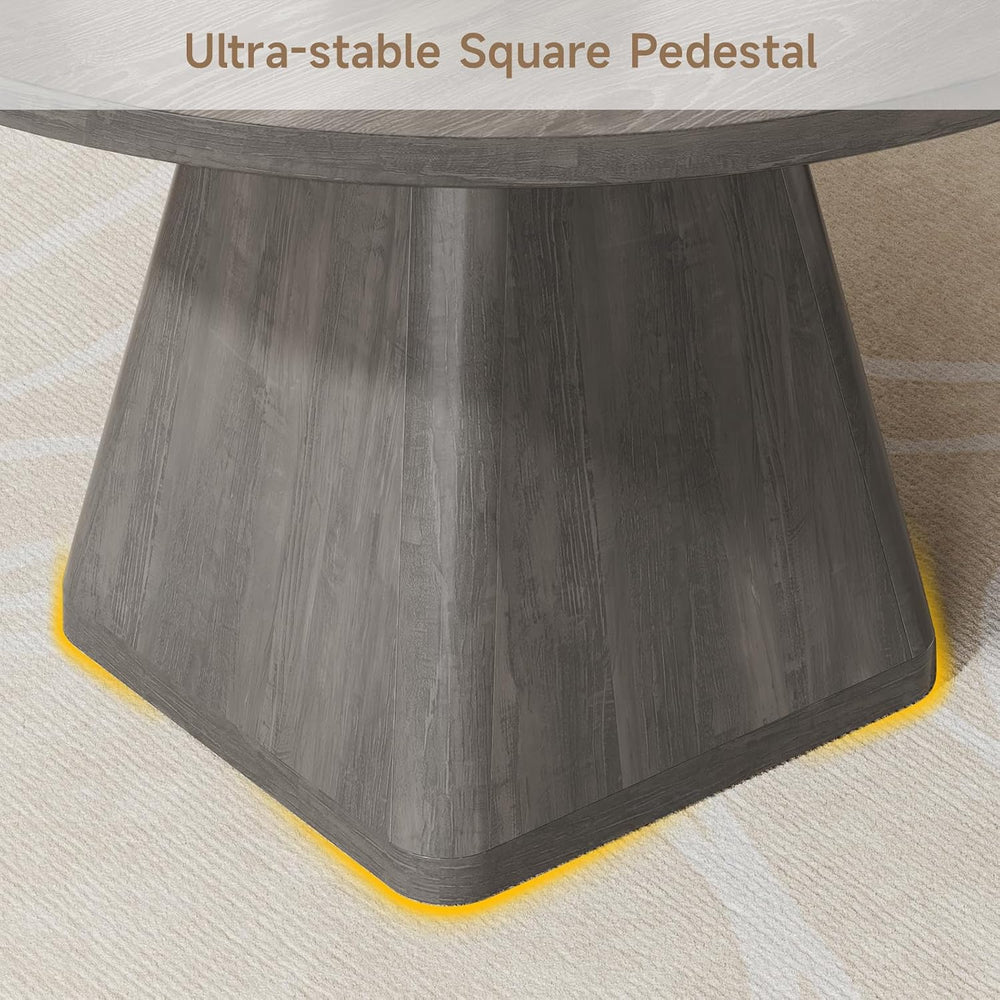 ONBRILL 47 Inch Round Dining Table for 4-6,Square Pedestal Base,Grey | Circle...