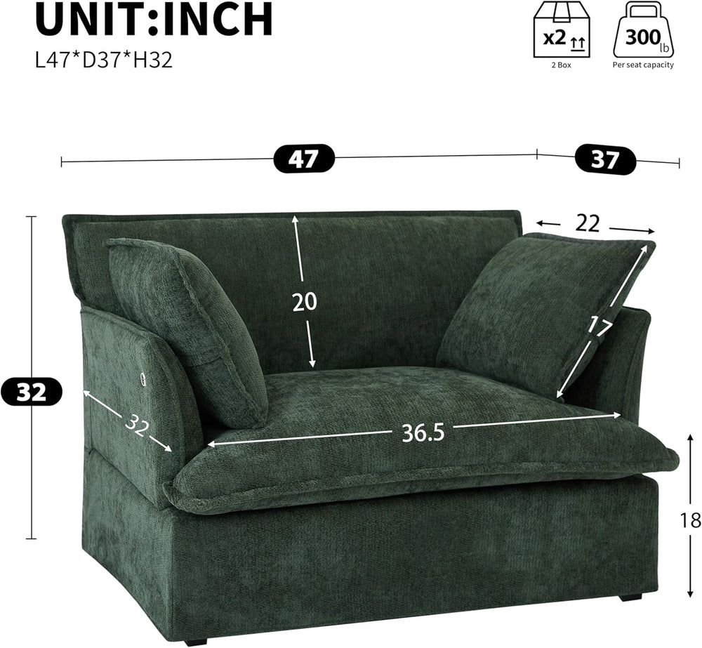 ERYE 47" Chenille Upholstered Accent Chair Wide Seat Armchair for Living...
