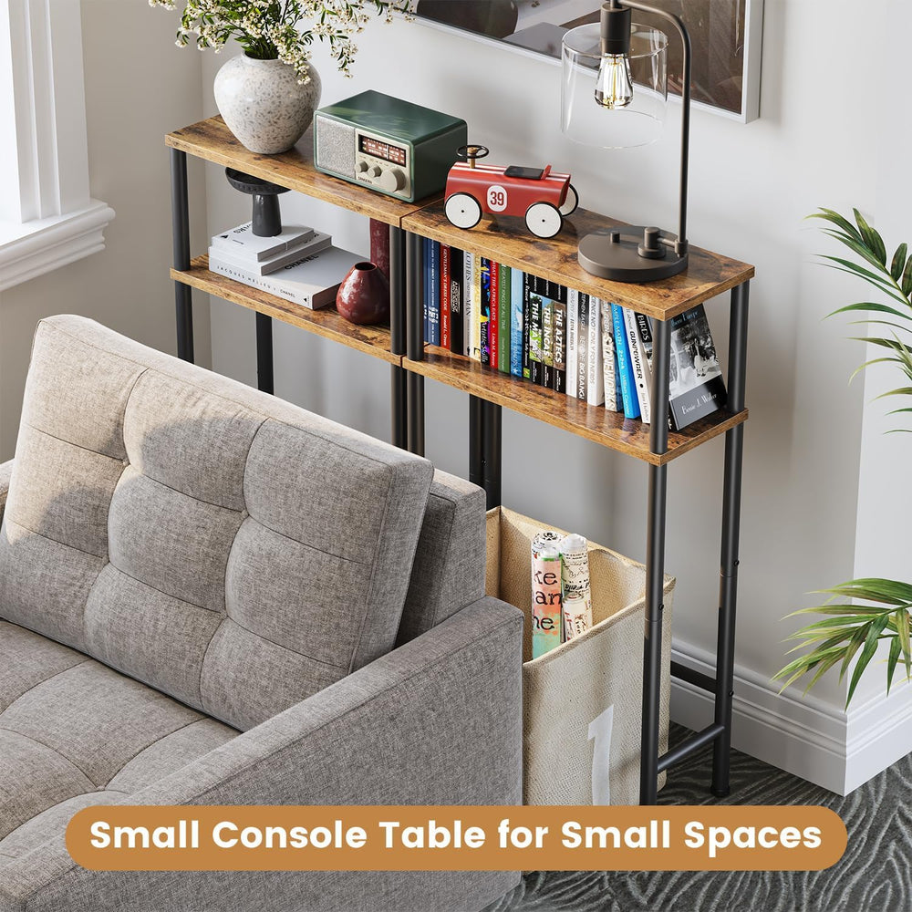 Asgolion Narrow Console Table, 15.7" Small Entryway Table, 2-Tier | Sofa...