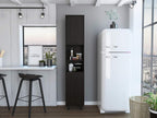 Modern Kitchen Pantry, Black Storage Cabinet with 2 Cabinets, 2 Doors and 2 Open Shelves, Easy to Maintain, for Dining Room