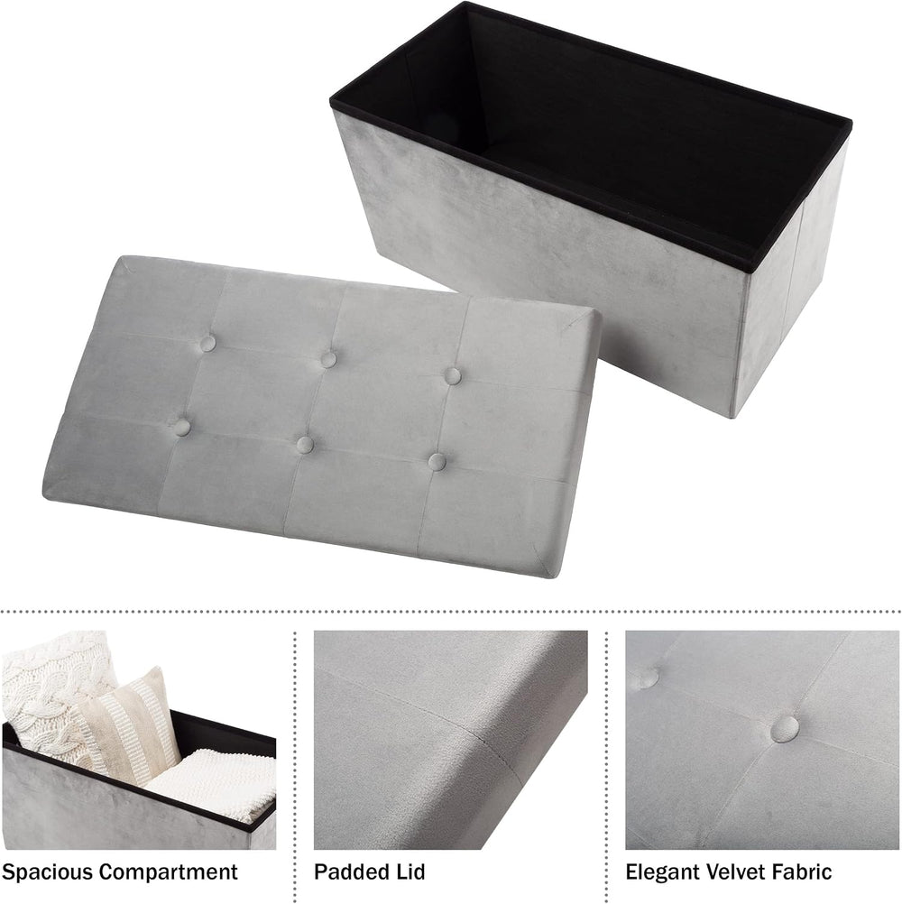 Storage Ottoman - Velvet Tufted Footrest, Linen Chest, or Bench Organizer wit...