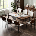Dining Chairs Set of 8, Dining Room and Kitchen Chairs, Mid Century Modern Accent Chair, Upholstered PU Leather Chairs for Vanity with Walnut Bentwood and Metal Legs, Beige