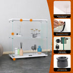 Beauty4U Glass Display Cabinet with 2 Shelves, 2 Doors Curio Cabinets for Living Room, Bedroom, Office, White Floor Standing Glass Bookshelf, Quick Installation
