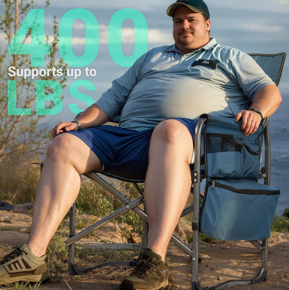 Overmont Folding Camping Chair with Side Table, Cooler Bag, 400 lb Capacity |...